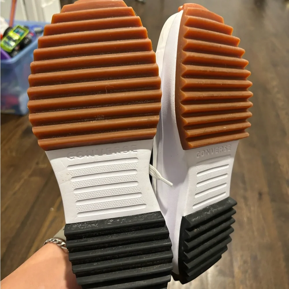 Converse Black and White Platform Sneakers with Gum Sole - Picture 4 of 6